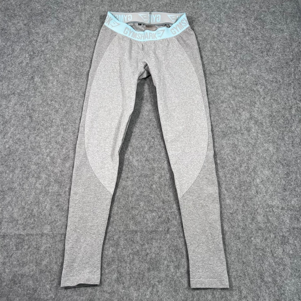 Gymshark Grey Marl Aqua Blue Flex‎ Activewear Leggings Women's Size Medium